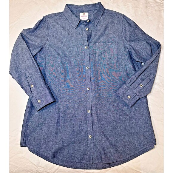 Marley Lilly Women's Button Down Tunic Chambray Large NWOT - Picture 3 of 12